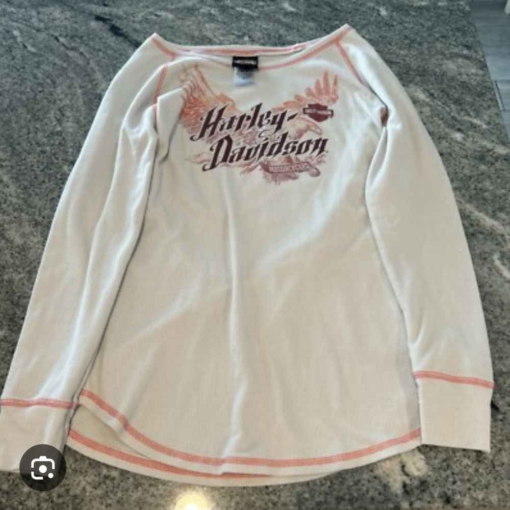 Harley-Davidson waffle White Long Sleeve Shirt